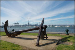 An anchor & shackle of H.M.V.S. Nelson Flagship mounted on the foreshore in Williamstown, Melbourne.