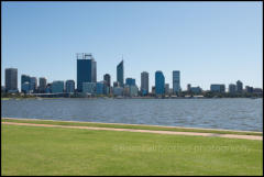 View across the Swan River to the Central Business District of Perth.