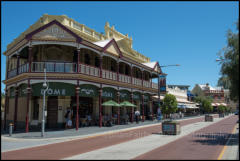 View of South Terrace, in Fremantle. The area is known as the Cappucino Strip of Fremantle due to the high number of coffee shops and restaurants located here.