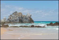 Camel Rock is a striking rock formation at Bermagui that was identified and named by Bass and Flinders during the first mapping of the coastline of the colony of New South Wales.