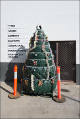 A Christmas Tree made from old tyres 