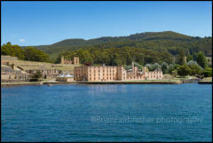 Port Arthur Historic Site in Tasmania is the best preserved convict site in Australia. View of the Penitentiary overlooking Mason Cove.