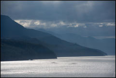 The Inside Passage between Vancouver Island and the islands and coast of Eastern British Columbia. 