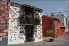 Colourful houses in the Calle Real, Santa Brigida.