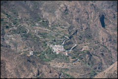 View across the Barranco del Chorrillo (Chorrillo valley) to the remote mountain village of El Chorrillo.