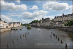 The Mayenne River flowing through Laval, France