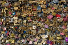 Love Locks by the River Seine in Paris