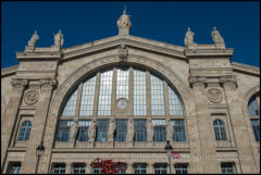 The Gare du Nord is the largest station in Paris. It is designed in a modern neoclassical style with a majestic facade decorated with 23 statues by famous sculptors.