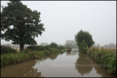 A misty scene on the Coventry Canal near Atherstone, Warwickshire. 