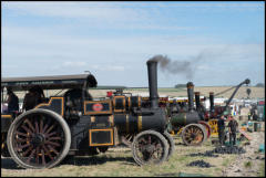 A line-up of steam traction engines at the Great Dorset Steam Fair, Dorset.