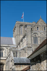 View of the South Transept of Winchester Cathedral, Hampshire.