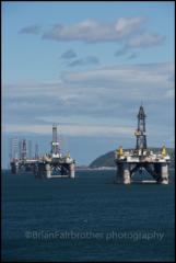 Drilling Rigs anchored in the Cromarty Firth, Invergordon, Scotland.