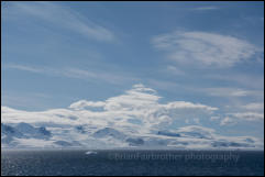 View across the Gerlache Strait to Brabant Island in the Antarctic Peninsula, Antarctica.