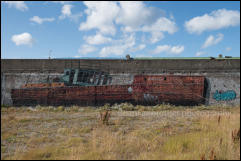 Mural of the Steamship Amadeo (which was beached in 1932) on a Building Wall along the waterfront area of Punta Arenas, Chile