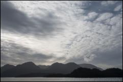 Early evening view of the Chilean Fiords in the Chonos Archipelago